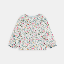 بلوزة من ألياف سيرساكار، مزينة برسومات، للفتيات الصغيرة